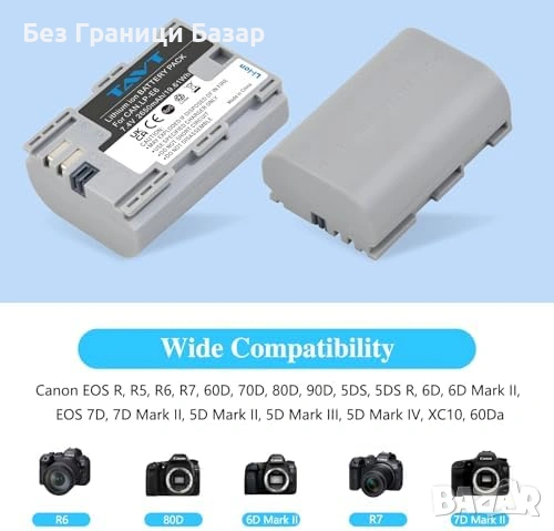 Нов комплект 2650mAh LP-E6N LP-E6NH Батерии + Зарядно Box за Canon фотоапарат, снимка 4 - Батерии, зарядни - 54208587