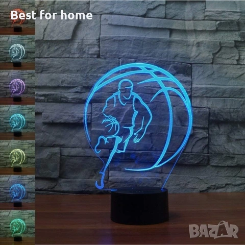 3D баскетболна лампа USB захранване 7 цвята невероятна оптична илюзия 3D LED лампа