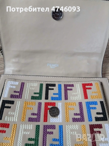 Стилна дамска чанта Fendi– Многоцветна бродерия, с верижка, снимка 6 - Чанти - 54877378