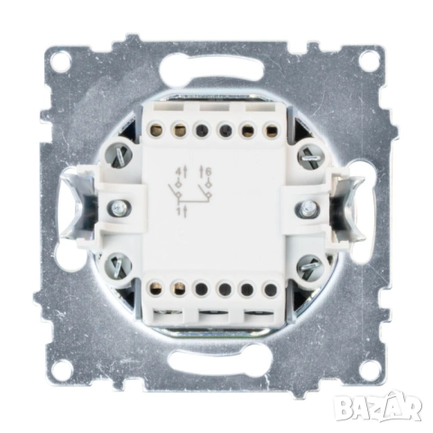 Двоен електрически ключ DeTech DE-9223-02 с рамка, 10A, 250V, за вграждане, IP20, бял, снимка 4 - Други - 54822465