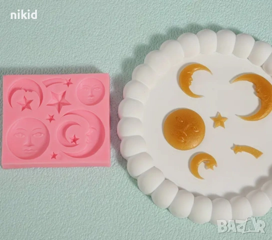 Луна Звезда небесен силиконов молд форма фондан шоколад декор украса , снимка 3 - Форми - 54103140