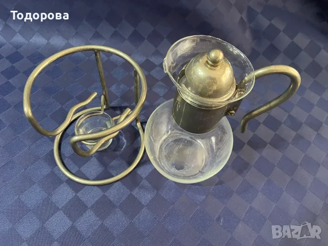 Кана с метална стойка и подгрев закафе,чай,вино, снимка 6 - Антикварни и старинни предмети - 55678910