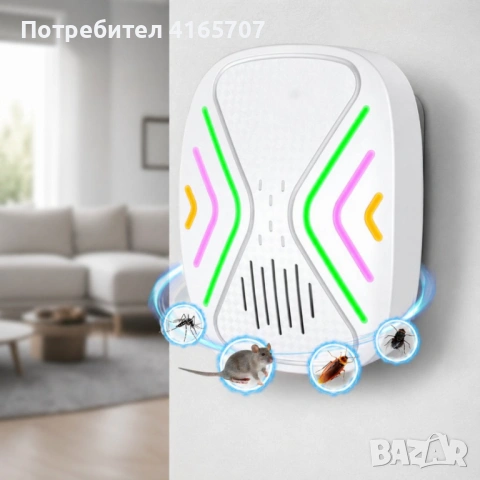 Ултразвуков репелент против гризачи и насекоми – защита до 130 м², безопасен за хора и домашни любим, снимка 4 - Други стоки за дома - 54467733