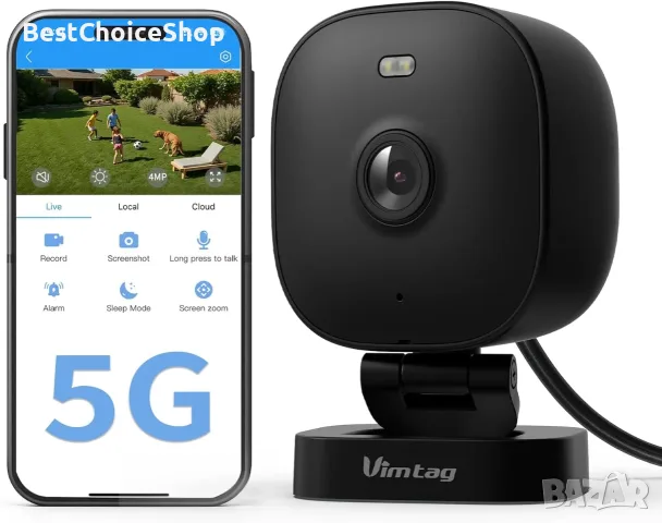 Vimtag 4MP, външна и вътрешна камера, IP66 Водоустойчива, цветно нощно виждане,WiFi, 2-посочно аудио