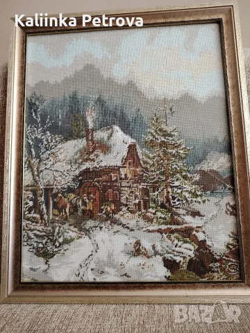 Зимен пейзаж, гоблен,, Ковачницата" , снимка 5 - Гоблени - 55630430