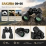 Мощен бинокъл SAKURA 60×90 за лов наблюдение на птици животни туризъм далечно виждане професионален, снимка 7