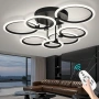 LED полилей за таван с кръгови пръстени, димиране 10–100% и дистанционно, 3000–6500K, 80 см, снимка 1
