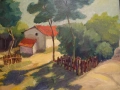 Авторска картина "Селски пейзаж" масло платно 1980 г, снимка 1