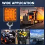 4 броя LED прожектори 4x4, Ултра ярки квадратни фарове 8,5 см, 12V, снимка 7