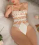 Дамско дантелено боди с елегантни декоративни детайли, снимка 3