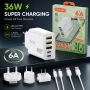 Зарядно 36W многопортово QC4.0 PPS бързо USB-A USB-C SP01415 AS-CS296, 36W обща мощност, снимка 3