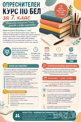 Опреснителен курс по БЕЛ за 7. клас – онлайн група