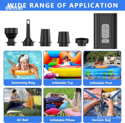 Въздушна помпа за надуваеми играчки, 5kPa с 5 дюзи, снимка 3 - Други стоки за дома - 54064870