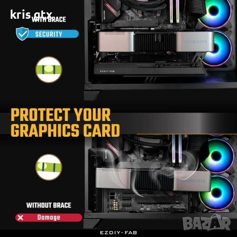 EZDIY-FAB Graphics Card GPU Holder подпора за видео карти RX7990XTX, RTX4090 , RTX5090, снимка 5 - Видеокарти - 54589425