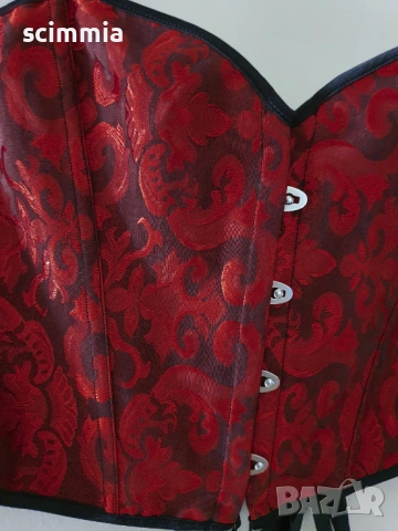 Червен готически корсет с връзки и флорален мотив XL/XXL/XXXL, снимка 4 - Корсети, бюстиета, топове - 54660119