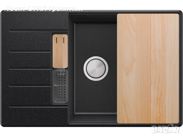 Графит  кухненска мивка от гранит Копенхаген 780x500 SmartSpace Top 60