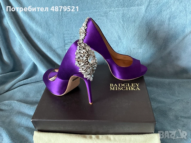 Нови изящни обувки Badgley Mischka Kiara Purple Satin size 37, снимка 5 - Дамски елегантни обувки - 55206348