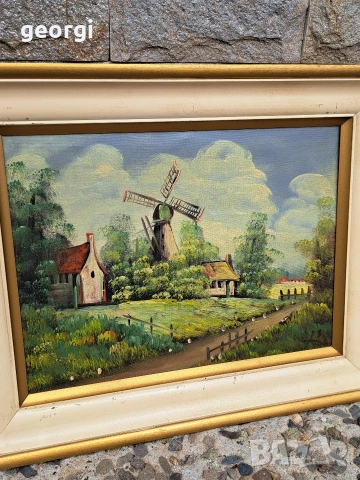картина маслени бои върху платно вятърна мелница , снимка 2 - Картини - 54006516
