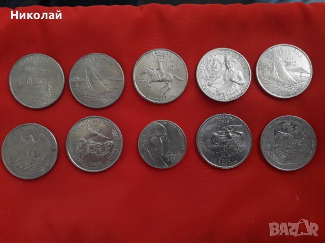 лот от 10 броя юбилейни монети САЩ.