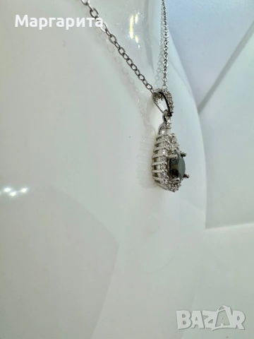 Сребърно колие с мойсанит (диамант) 1 карат, снимка 6 - Колиета, медальони, синджири - 54241145