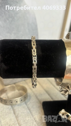 Сребърна гривна Кралска плетка 925, снимка 4 - Гривни - 54367697