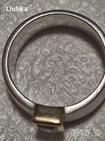 сребърен пръстен с позлата и циркон, снимка 4 - Пръстени - 53977982