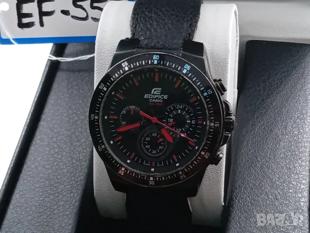 🛍️ CASIO EDIFICE EF-552 Special Color Мъжки японски черен часовник специален цвят червени елементи