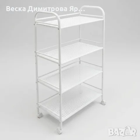 Професионална козметична количка на колела с 4 метални рафта - Стабилна метална конструкция