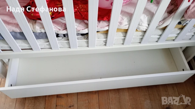 Детско дървено легълце с вградена люлка и матрачето ARBOR BABY, снимка 6 - Кошарки - 54606530