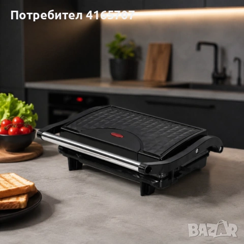 НОВ с гаранция Мултифункционален грил тостер 1000W - терморегулатор и отваряне на 180°
