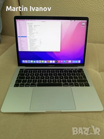 Macbook pro 13 inch model A1706 silver 2,9ghz 256gb touch bar 2016, снимка 3 - Лаптопи за игри - 54442794