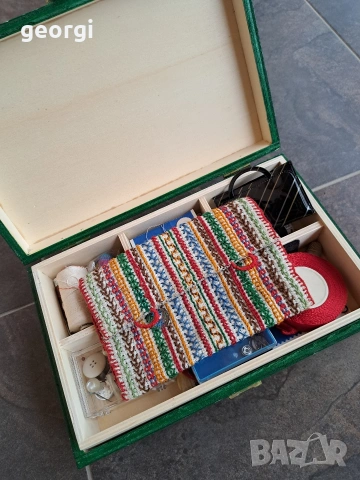 дървена кутия несесер с шивашки принадлежности 34/4, снимка 6 - Антикварни и старинни предмети - 54095158