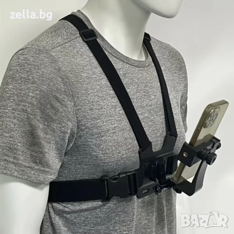 Регулируем нагръден колан за телефон и GoPro – Chest Mount за екшън кадри, колоездене и влог 10361, снимка 7 - Аксесоари за велосипеди - 54683886