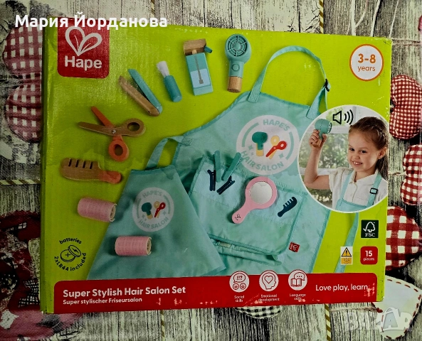 Игрален комплект Hape International - Малки фризьори, 15 части , снимка 8 - Образователни игри - 54553168
