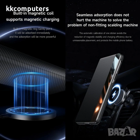 Калъф с протектор SULADA Kevlar за Samsung Galaxy Z Fold7 5G – смарт капак, кожена текстура и магнит, снимка 6 - Калъфи, кейсове - 54995914