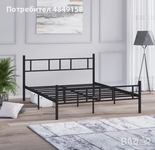 Метално легло (кариола) от ковано желязо Mobpazar 160x200 см, Черно, снимка 3 - Спални и легла - 54803801