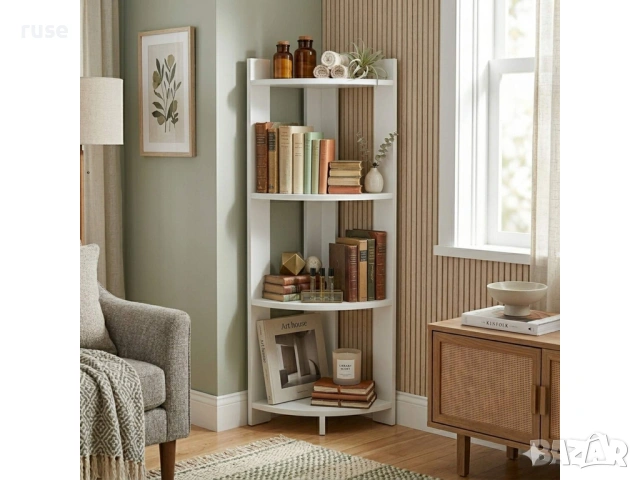 НОВА! Ъглова етажерка за баня хол кухня антре 110х30х30см, снимка 3 - Етажерки - 54145522