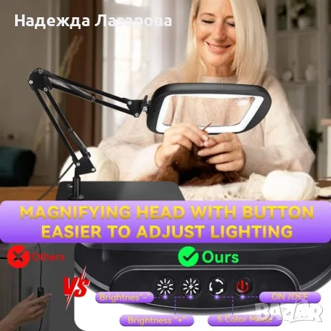 Лупа с осветление 60 LED – Правоъгълна, снимка 4 - Други инструменти - 55323801