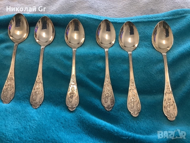Лъжици посребрен произведено вСССР1974 години Мстера  дължина 18см отличен състояние