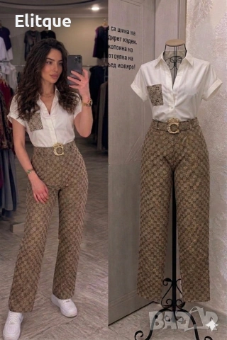дамски комплект Gucci риза,колан и панталон 