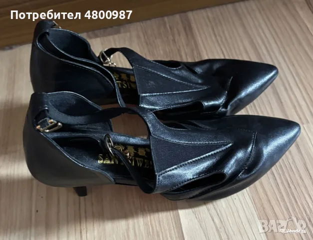 Танцови обувки на ток черни от еко кожа употребявани, номер 36 