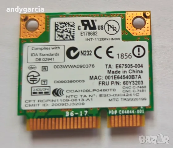  Intel Centrino Wireless-N 1000 Wi-Fi 802.11 b/g/n Single Band Half Mini PCIe карта за безжична мреж, снимка 3 - Мрежови адаптери - 55508895