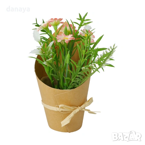 6537 Изкуствени цветя в саксия Маргаритки, 15 см, снимка 5 - Изкуствени цветя - 53994376