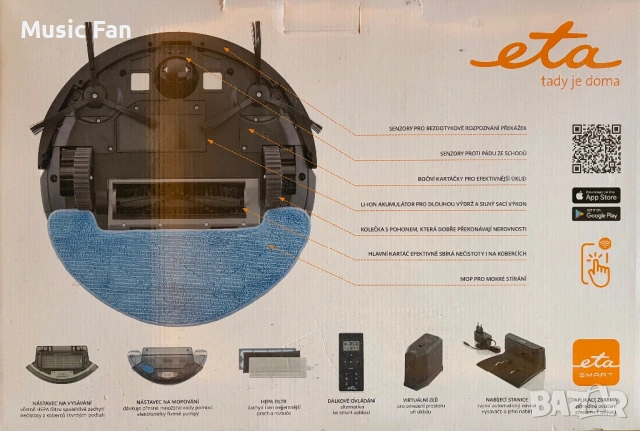 Роботизирана прахосмукачка с моп ETA Aron 2512 90000, Wi-Fi, Li-Ion батерия 14.4 V, 300 мл, снимка 14 - Прахосмукачки - 54383923