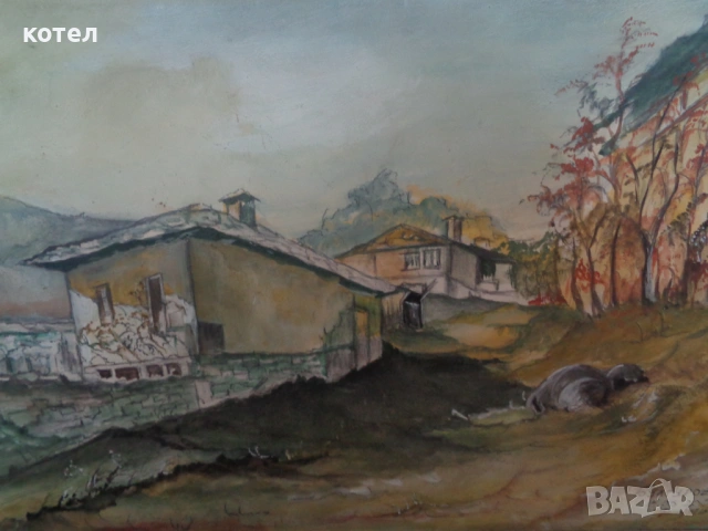 Продавам  Оригинална картина "Пейзаж от с. Стефаново" – худ. Булгуров (2009 г.), снимка 2 - Картини - 54645812