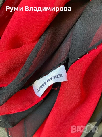 Шал в червено и черно Gerry Weber от коприна, снимка 3 - Шалове - 54339649