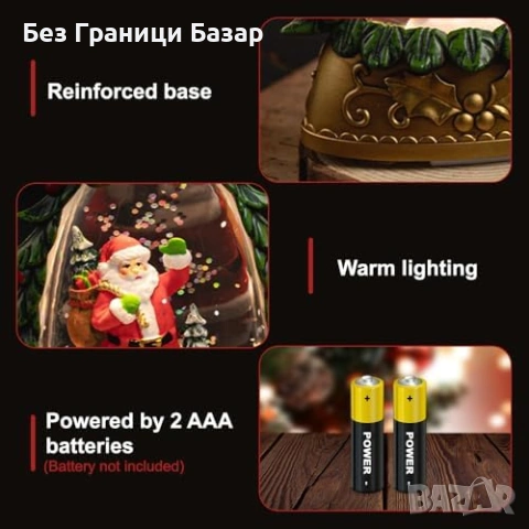 Нов Декоративен коледен фенер снежен глобус с LED светлина сняг 3D празнична украса за дома, снимка 3 - Декорация за дома - 54132121