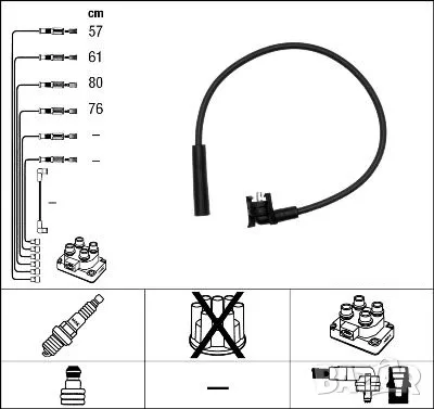 Кабели за свещи к-т за FORD ESCORT,FIESTA,KA,ORION № T410G, снимка 2 - Части - 55570340