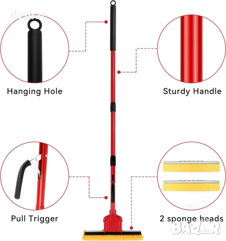 LILAC SWOP One Mop – моп с въртяща се глава и 2 сменяеми гъби (cellulose sponge), снимка 3 - Мопове, кофи, четки и метли - 54943103