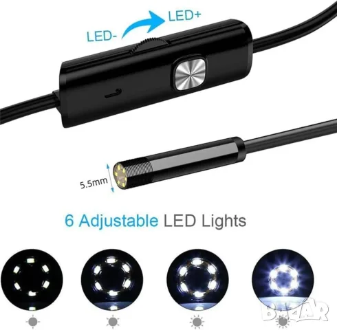 Водоустойчива Ендоскопска Камера 1Tech AN98 (5.5mm, 3.5m кабел) – USB / MicroUSB, снимка 12 - Камери - 18902355
